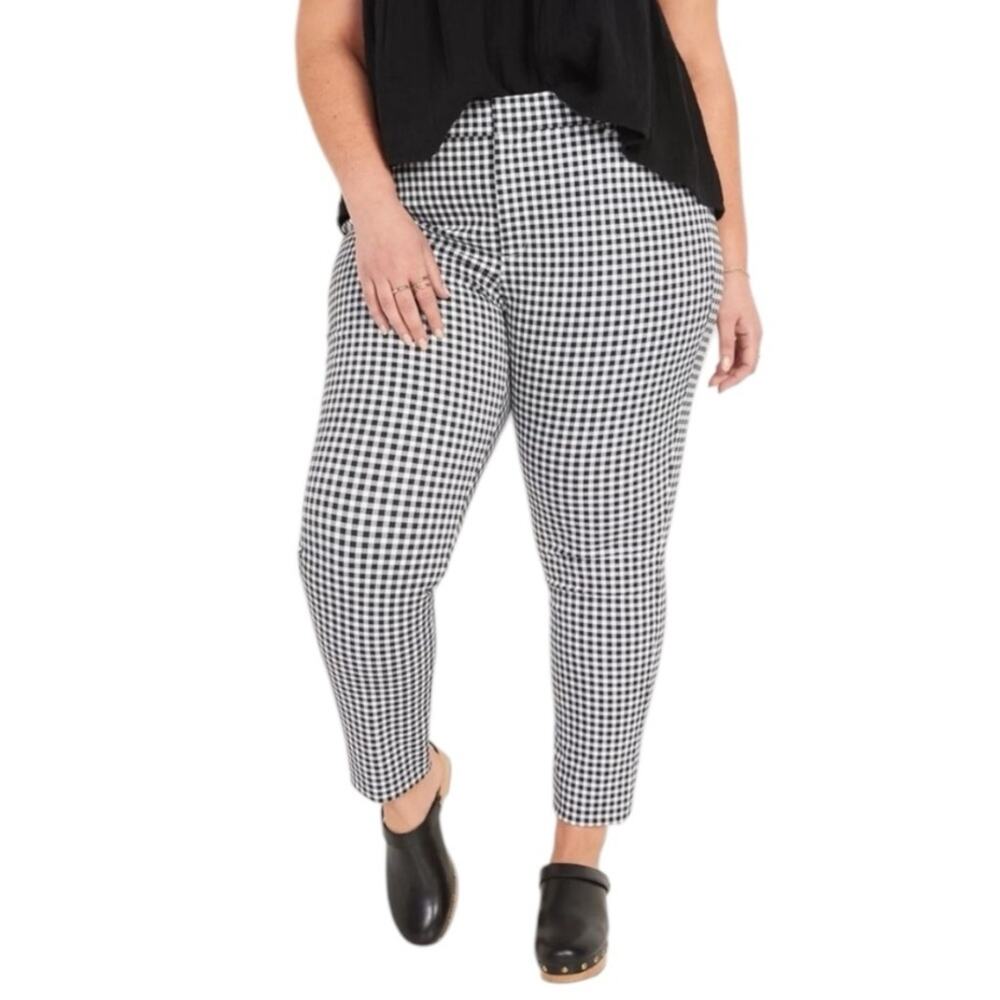 Old Navy Pants High Rise Pixie Ankle Black White Gingham Women’s Size 24